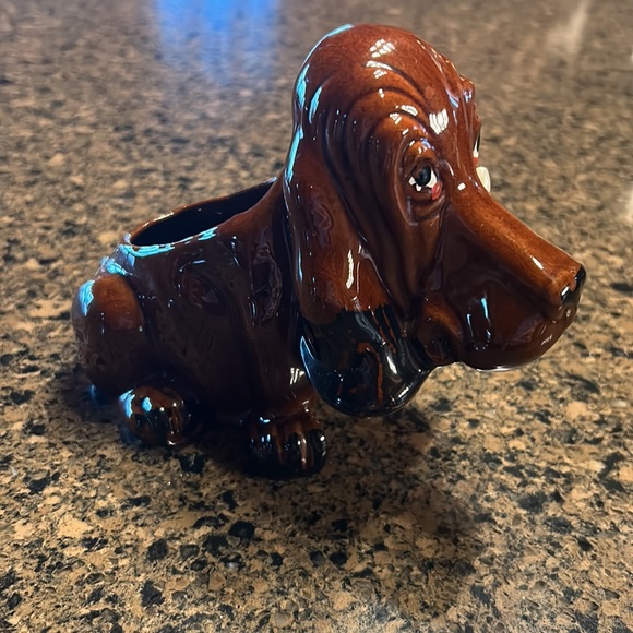 Vintage Enesco Bassett Hound Puppy Dog Crying Pearl Tear Planter made in Japan - Picture 2 of 10